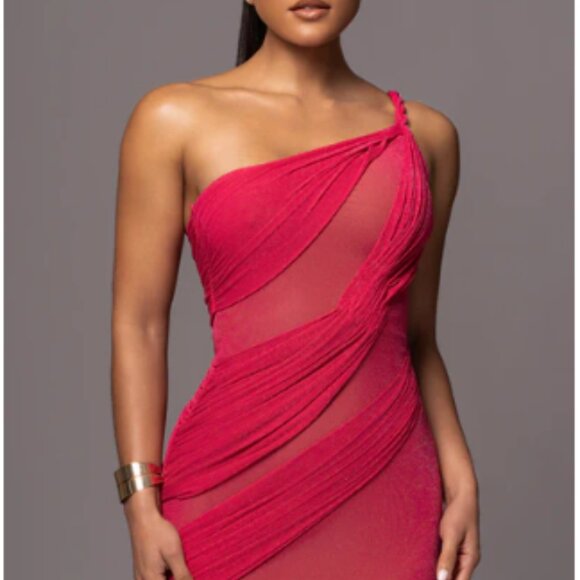 JLUXLABEL "Pink Alari One-Shoulder Maxi Dress" Size Small - Picture 1 of 12